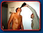 shirtless wine guzzler